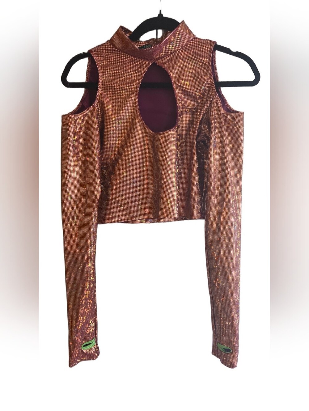 Dolls Kill Club Exx Holographic Orange Crop Top XL